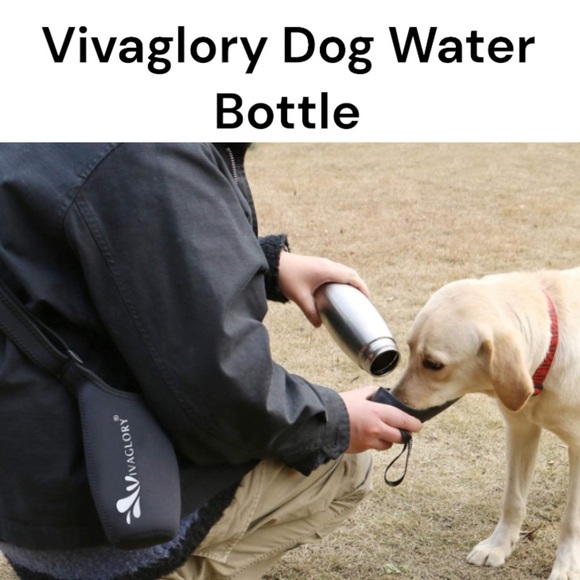 NWT Vivaglory Dog Water Bottle & Black Neoprene Carrier Set - Picture 2 of 15
